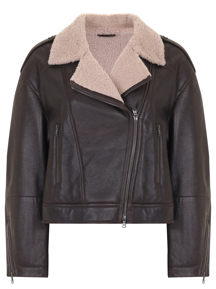 Дубленка из овчины BRUNELLO CUCINELLI MPMCI7931 C1847 Темно- Коричневый 