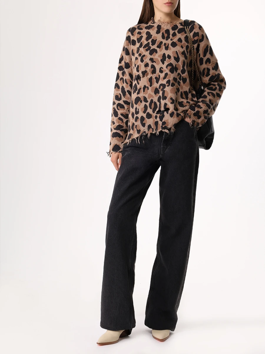 

Джемпер кашемировый, Анималистичный принт, MK215 BEIGE LEO