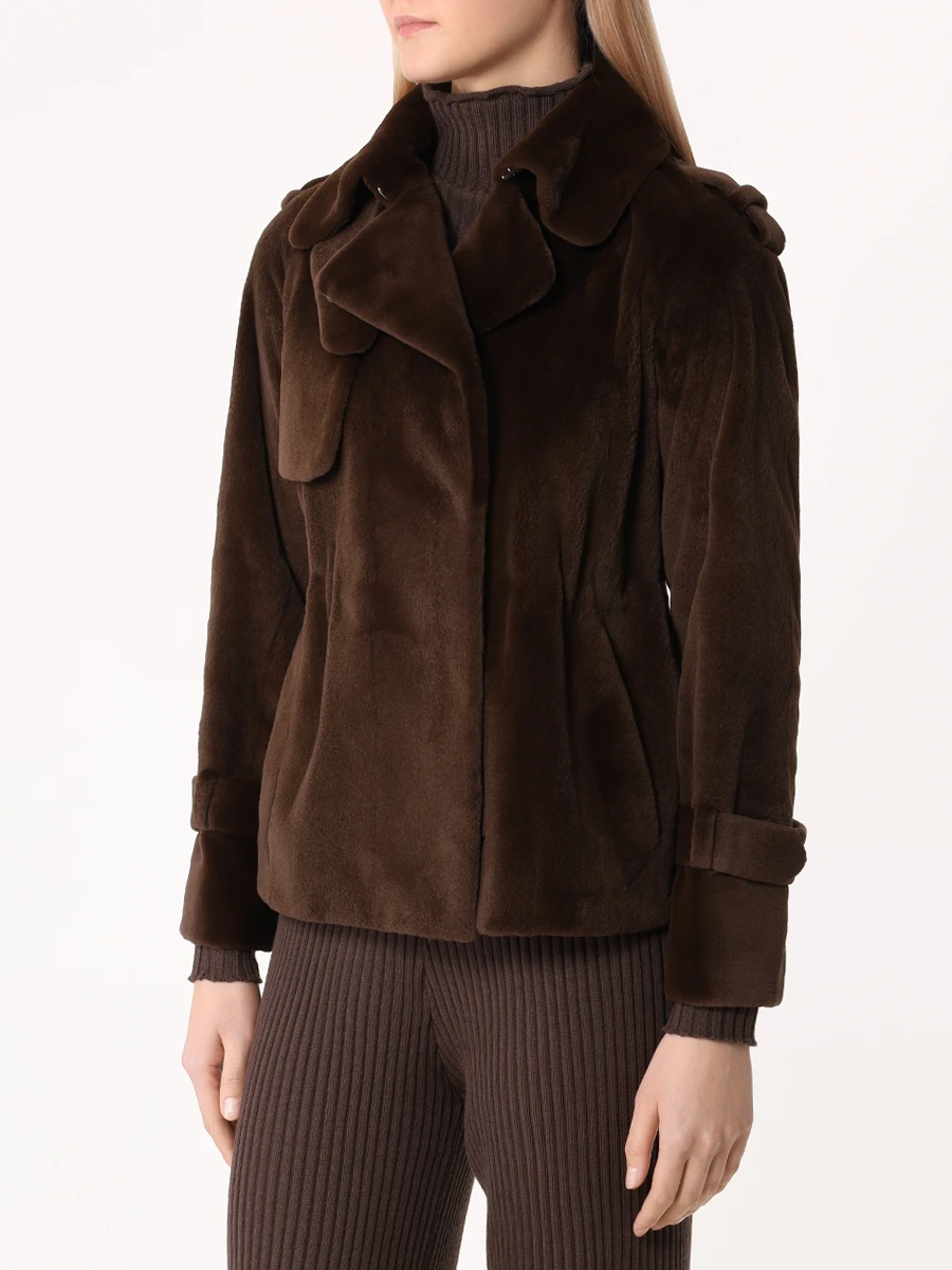 Шуба норковая EMIL SHABAEV 2668789/5896 Тренчкот из стриж норки укороч. Коричневый  Фото 4