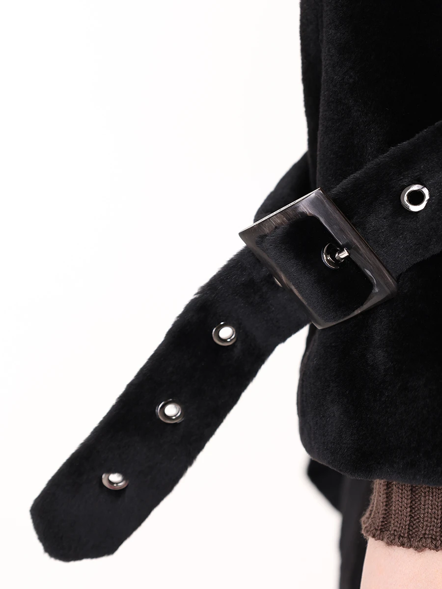 Шуба норковая EMIL SHABAEV 2668792/3897 Тренчкот из стриж норки с пряжками Черный  Фото 6