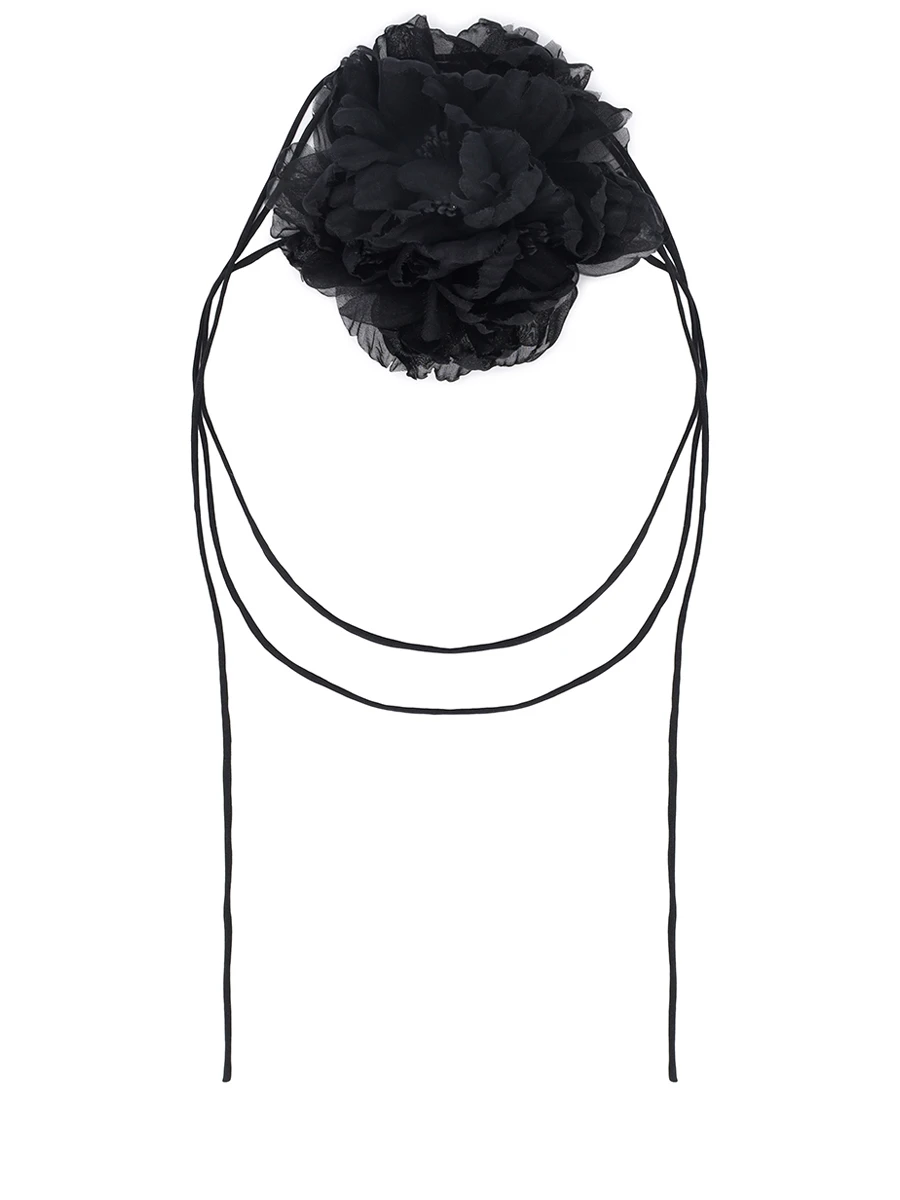 

Чокер шелковый, Черный, PEONY CHOKER mini