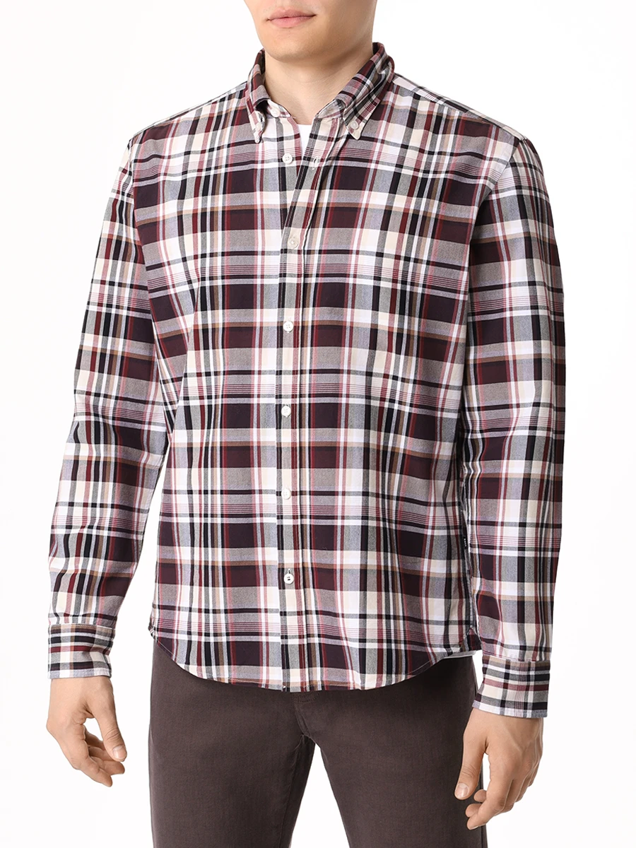 Рубашка Regular Fit хлопковая BOSS 50521517/642 Бордовый  Фото 4