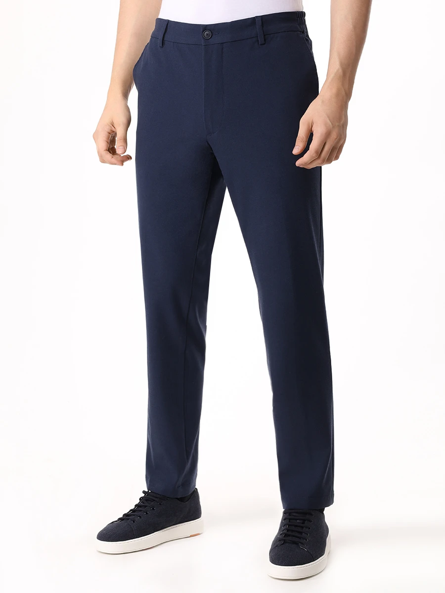 

Брюки Regular Tapered Fit однотонные, Синий, 50528379/404