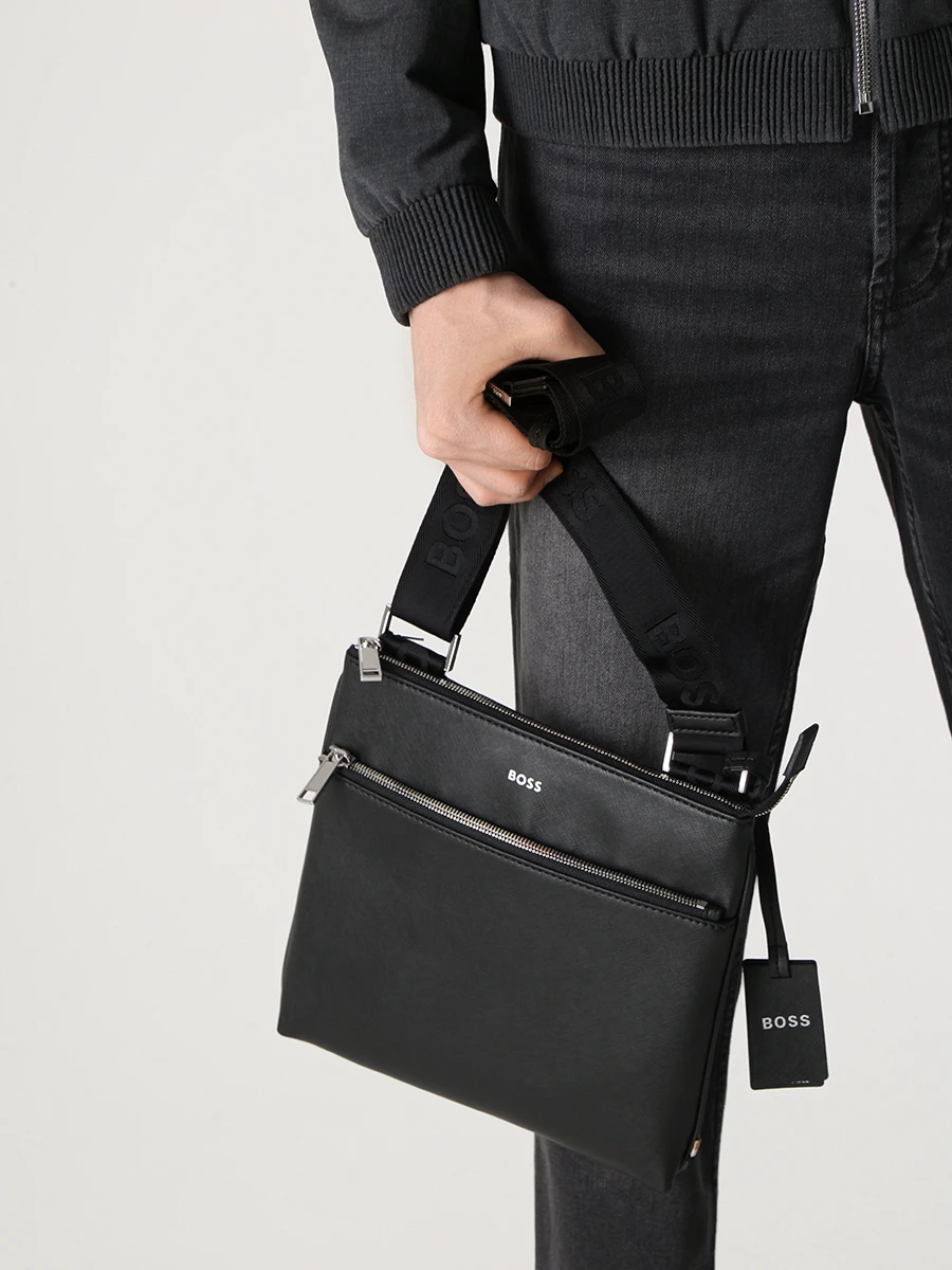 Сумка кожаная BOSS 50483567/001 Черный  Фото 2