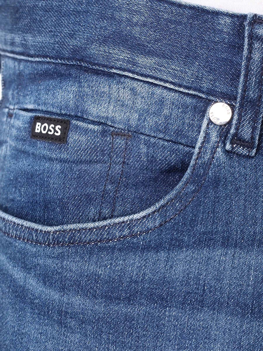 Джинсы Regular Fit хлопковые BOSS 50527960/408 Синий  Фото 6