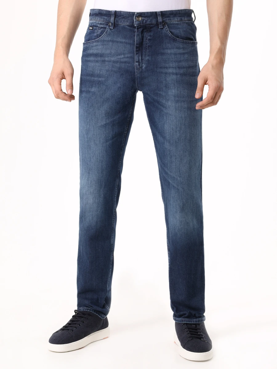 Джинсы Regular Fit хлопковые BOSS 50527031/432 Синий  Фото 4