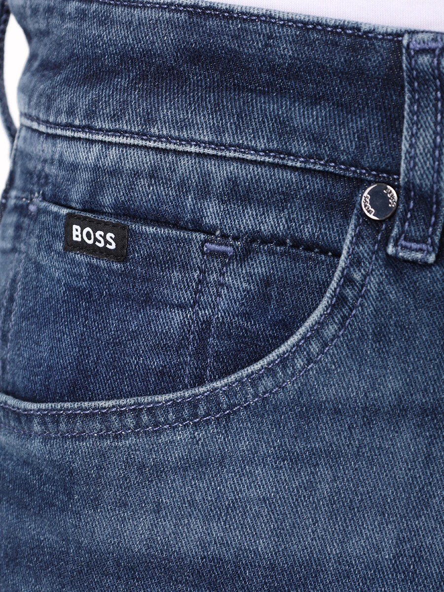 Джинсы Regular Fit хлопковые BOSS 50527031/432 Синий  Фото 6
