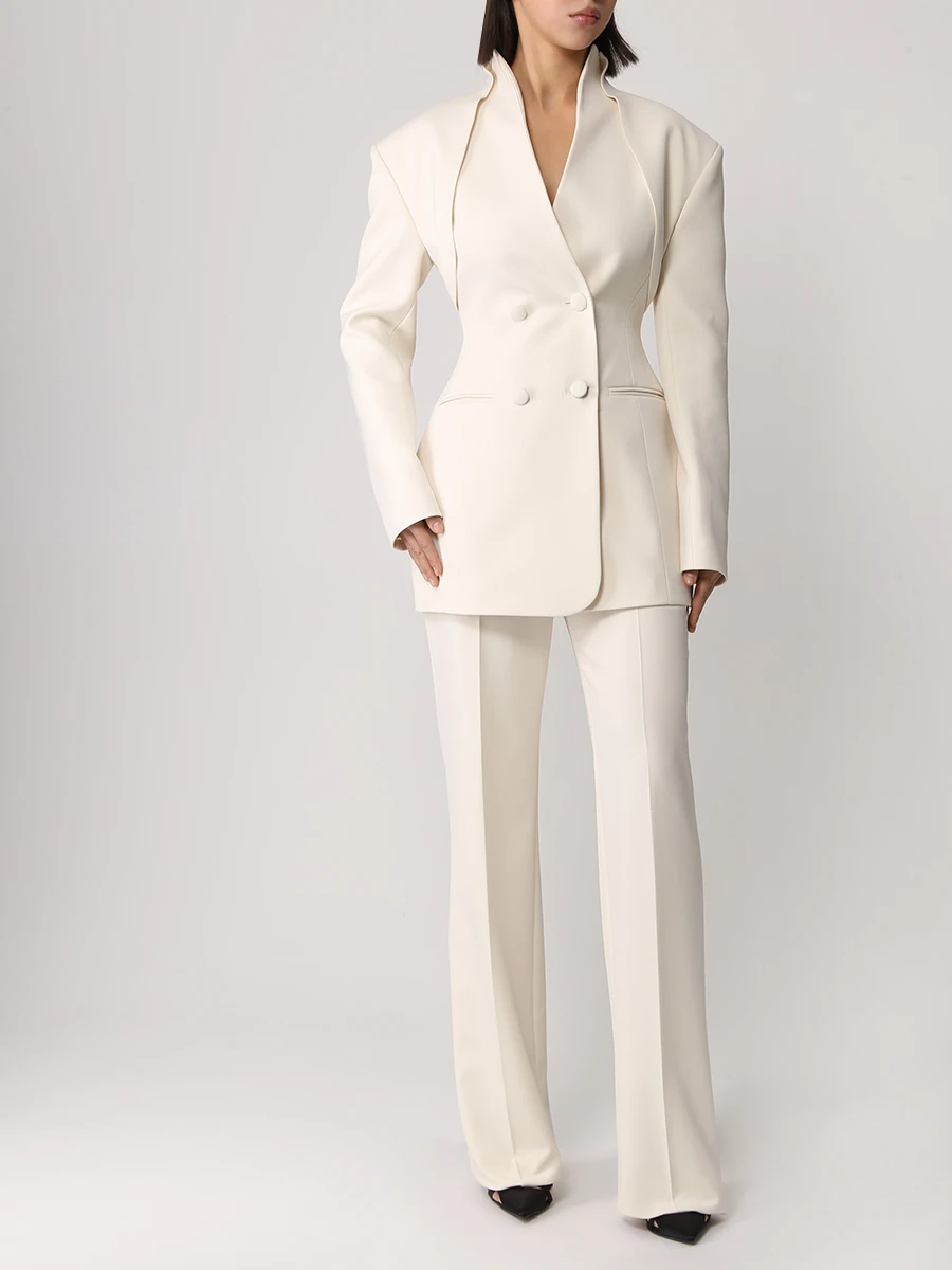 Брюки однотонные YULIAWAVE 1B5PS03102475LTCP Кремовый  Фото 2