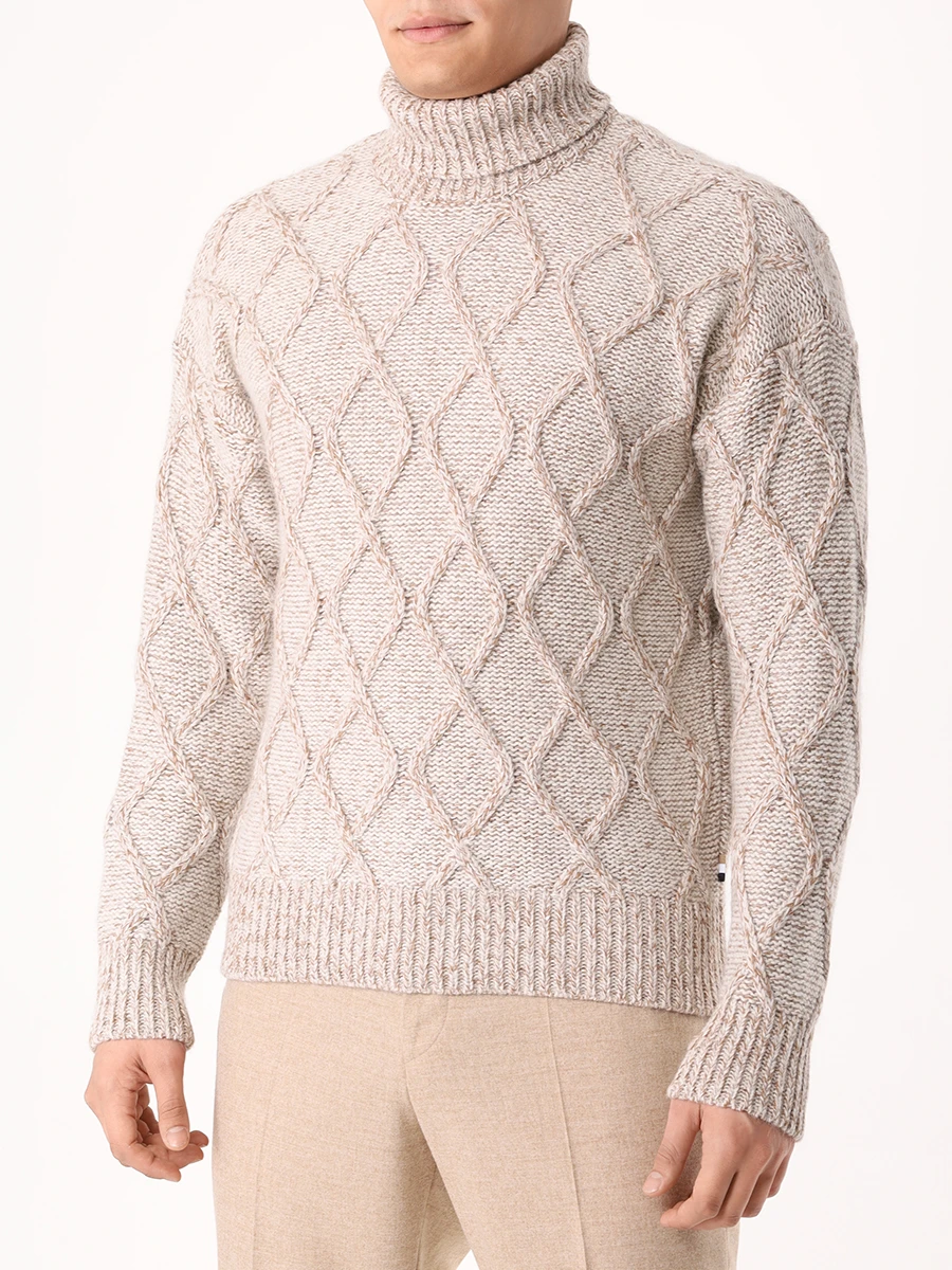 Свитер однотонный BOSS 50527635/131 Бежевый  Фото 4