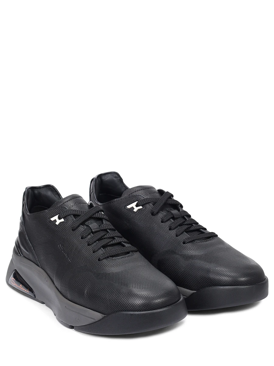 Кроссовки кожаные на меху SANTONI MBHG22012ANETATFN20 Черный  Фото 2