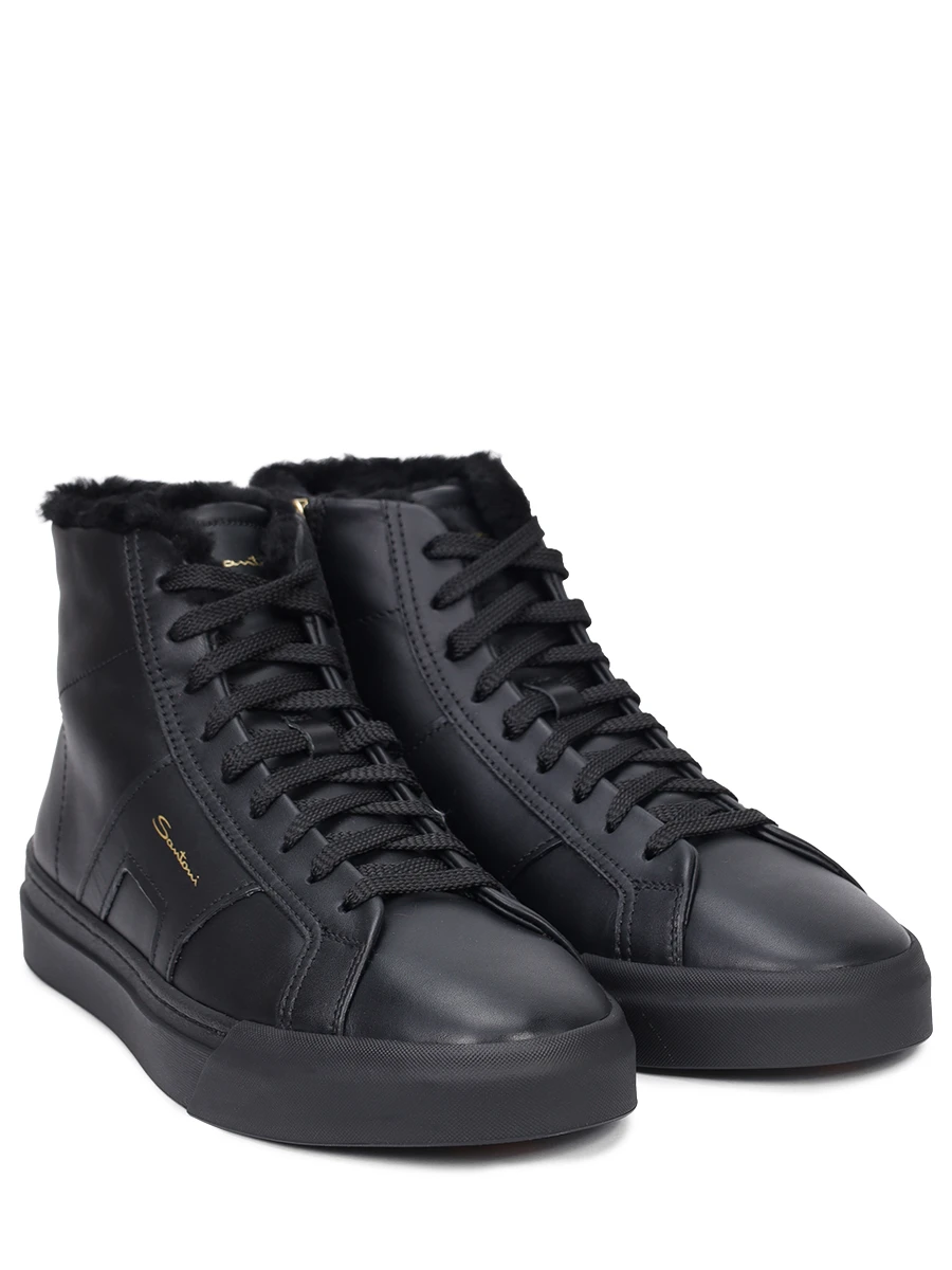 Кеды кожаные на меху SANTONI MBGG21932NEOPATFN20 Черный  Фото 2
