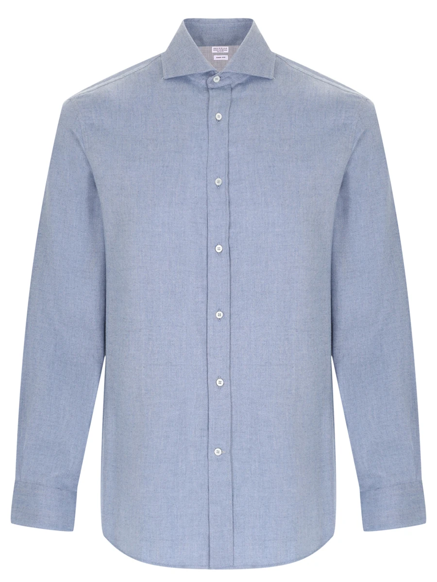Рубашка Easy Fit из хлопка и лиоцелла BRUNELLO CUCINELLI MY6370627 C016 Голубой 