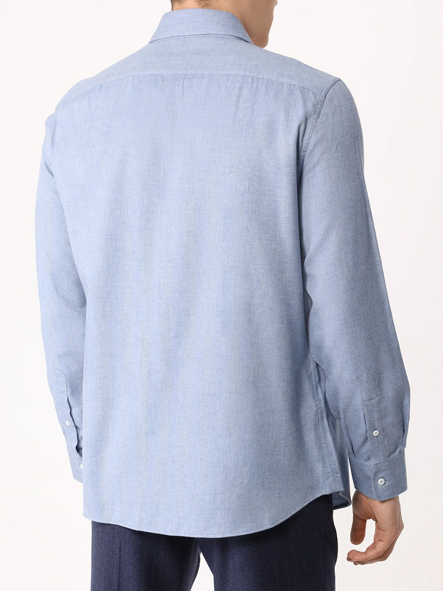 Рубашка Easy Fit из хлопка и лиоцелла BRUNELLO CUCINELLI MY6370627 C016 Голубой  Фото 3