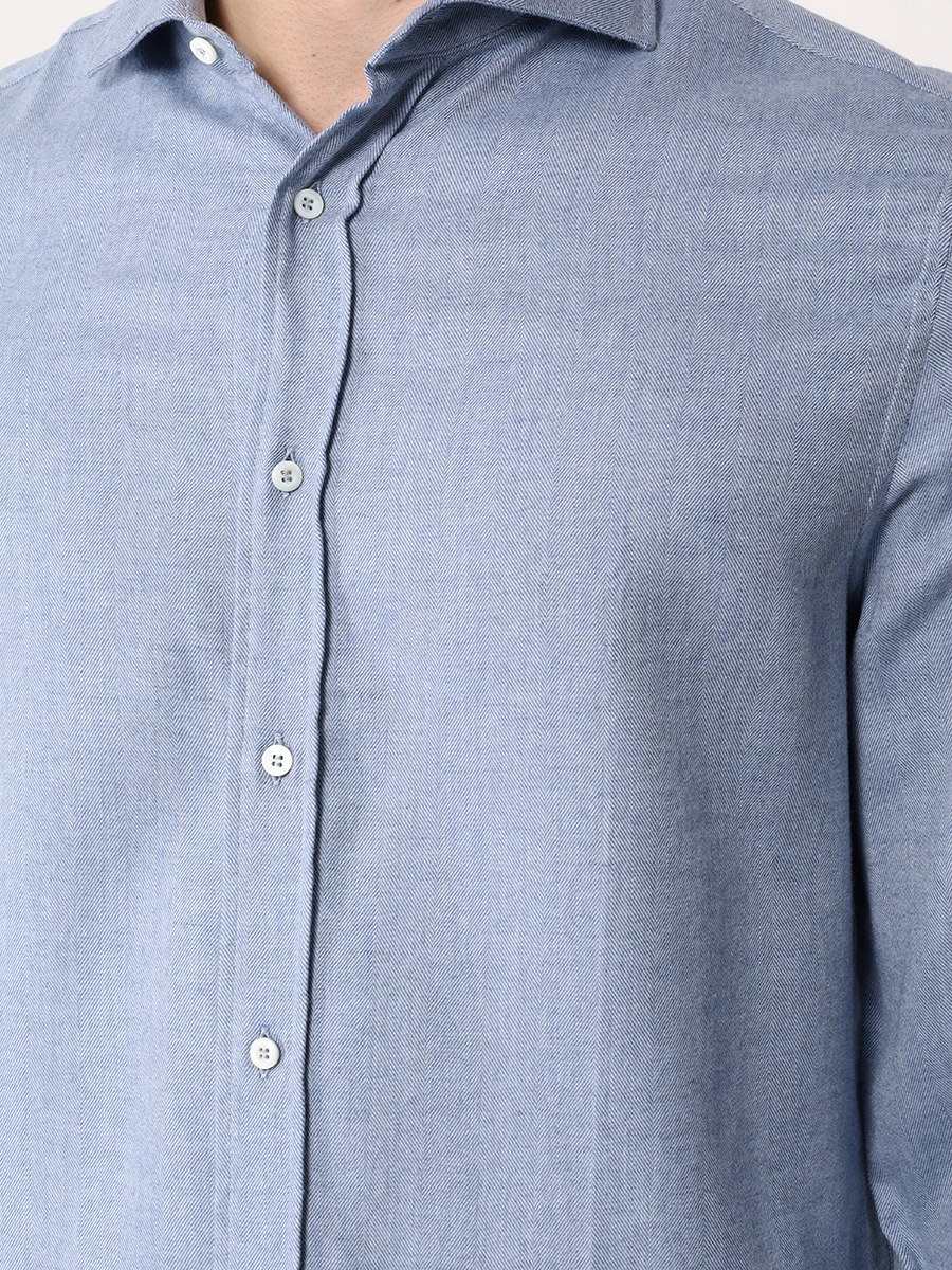 Рубашка Easy Fit из хлопка и лиоцелла BRUNELLO CUCINELLI MY6370627 C016 Голубой  Фото 5