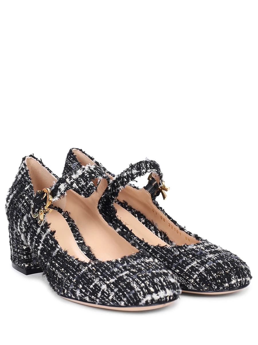 Туфли твидовые Mary Ribbon GIANVITO ROSSI G22101-45RIC-BCLNERO Черный  Фото 2