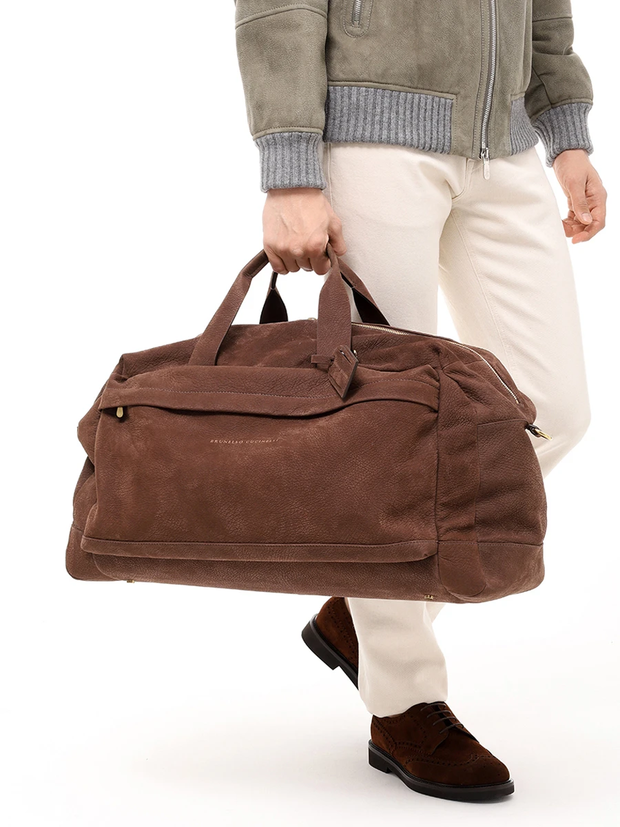 Сумка из нубука BRUNELLO CUCINELLI MBEPU395 C1035 Коричневый  Фото 2