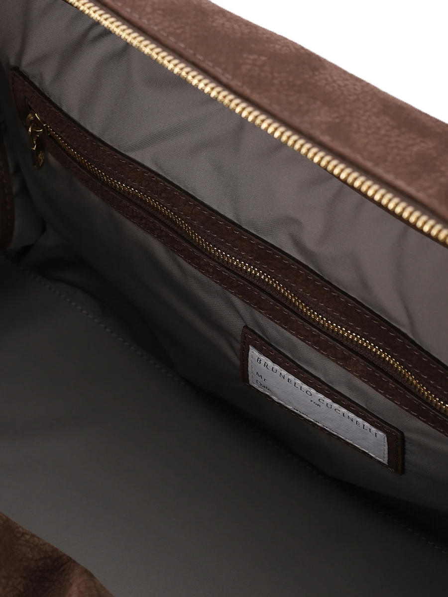 Сумка из нубука BRUNELLO CUCINELLI MBEPU395 C1035 Коричневый  Фото 4