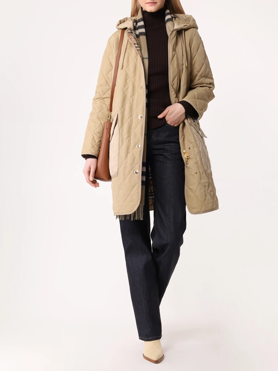 Куртка стеганая BURBERRY 8096352 Бежевый  Фото 2