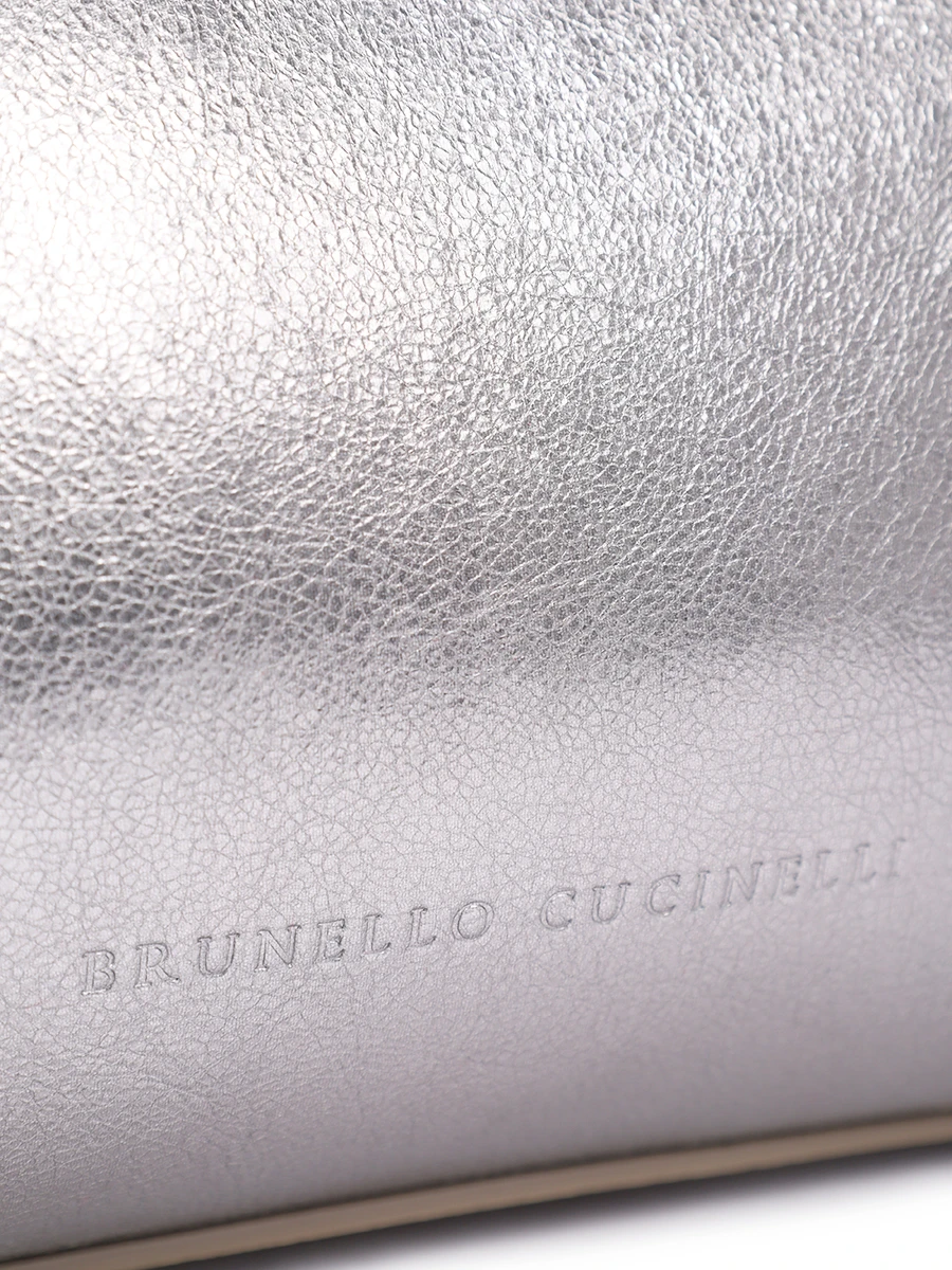 Сумка кожаная BRUNELLO CUCINELLI MBLMD2631 C9105 Серебряный  Фото 5