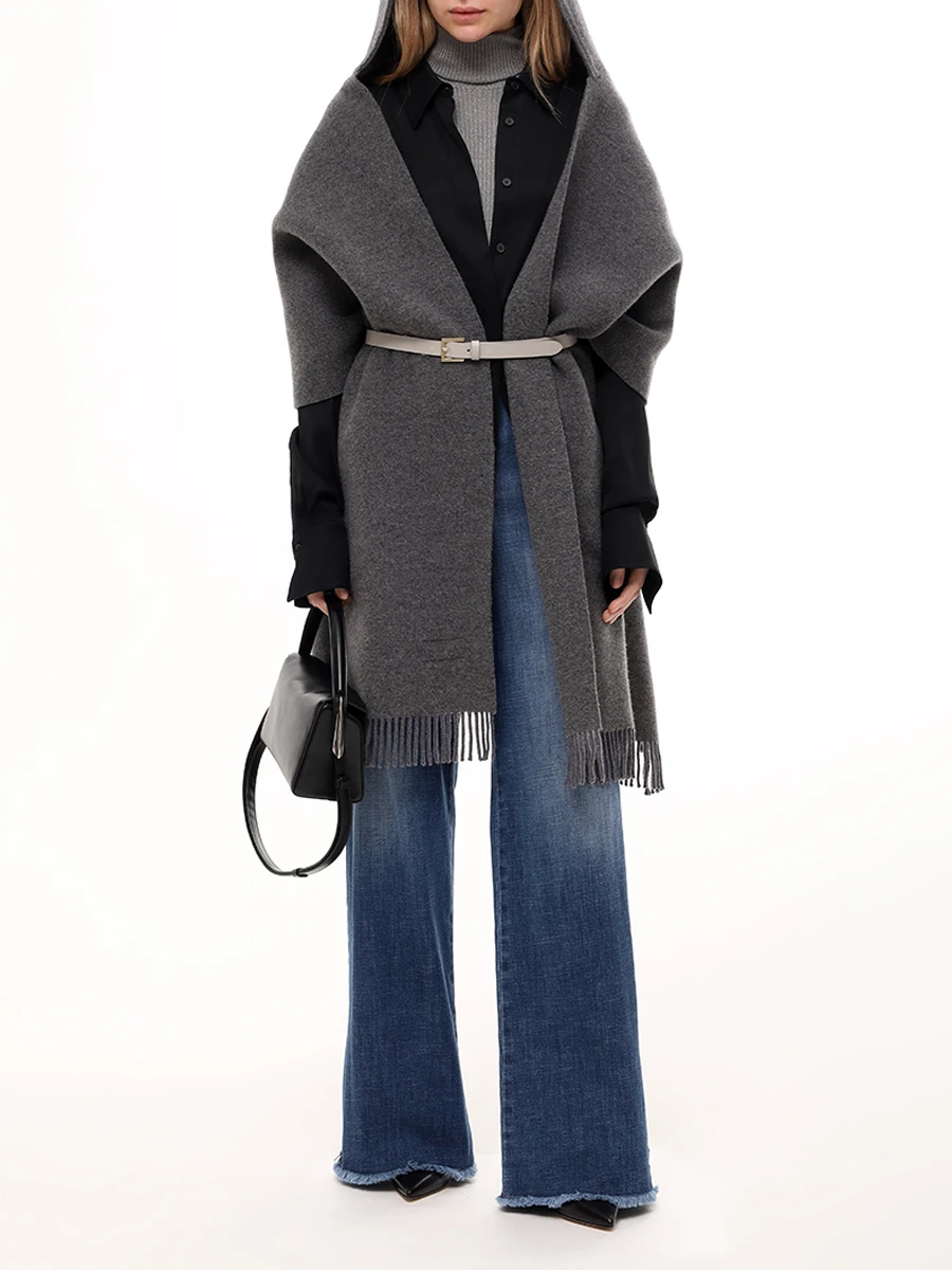 Шарф из шерсти и кашемира BRUNELLO CUCINELLI MSCDAGW83 C0106 Серый  Фото 2