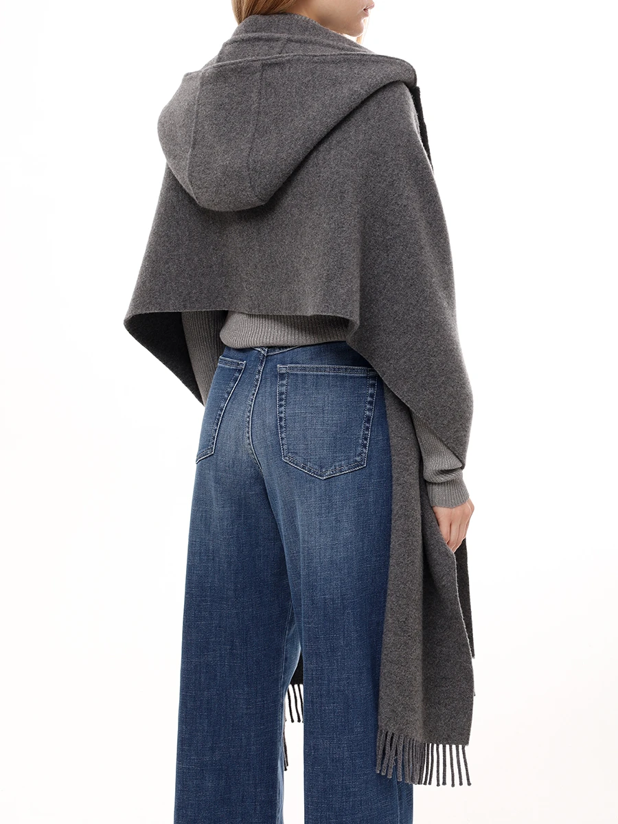 Шарф из шерсти и кашемира BRUNELLO CUCINELLI MSCDAGW83 C0106 Серый  Фото 3