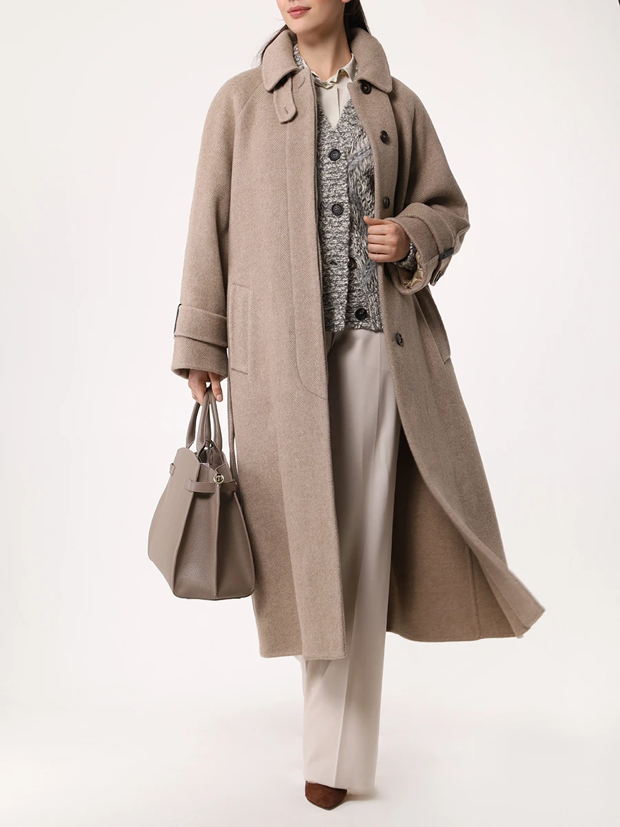 Пальто шерстяное BRUNELLO CUCINELLI MG5009855 C001 Бежевый  Фото 2
