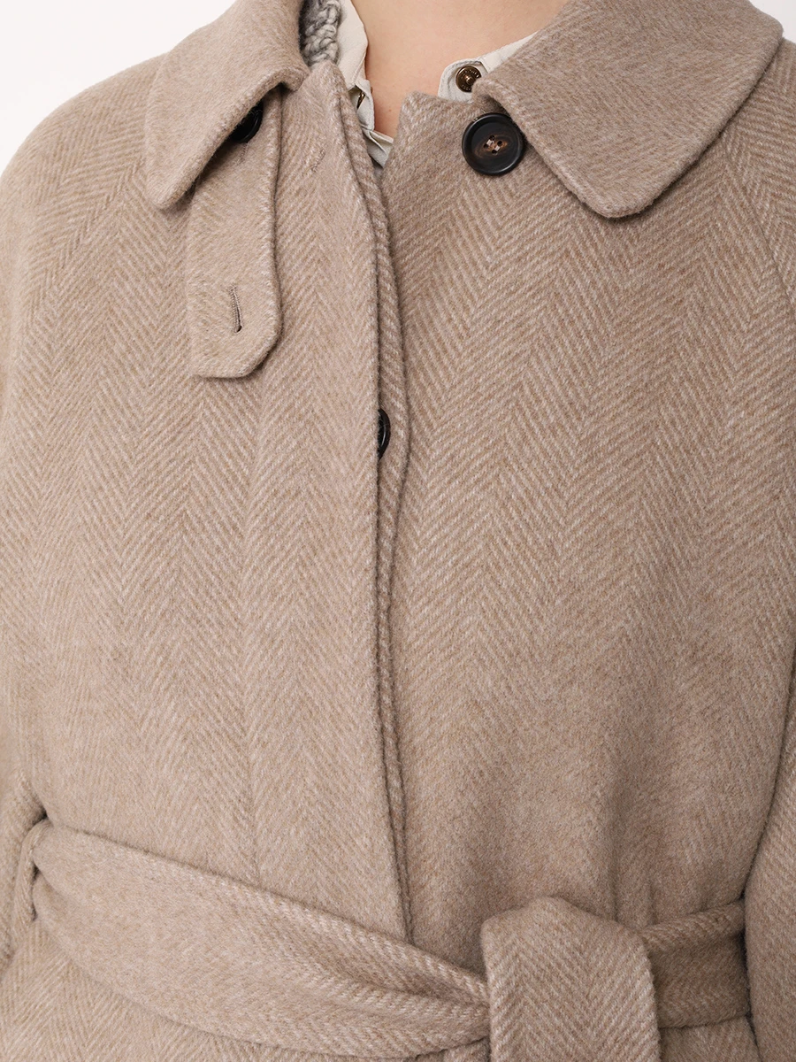 Пальто шерстяное BRUNELLO CUCINELLI MG5009855 C001 Бежевый  Фото 5