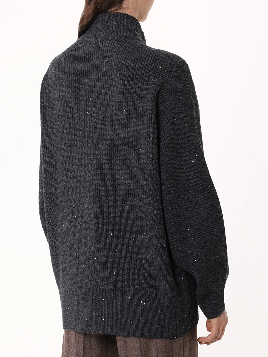 Джемпер из кашемира и шерсти BRUNELLO CUCINELLI MBM756904 C504 Темно- Серый  Фото 3