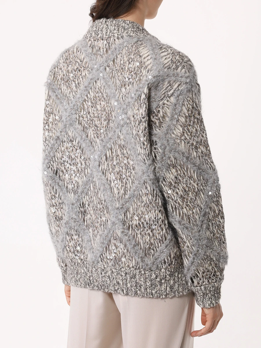 Кардиган шерстяной BRUNELLO CUCINELLI MCER10216 CEO53 Серый  Фото 3