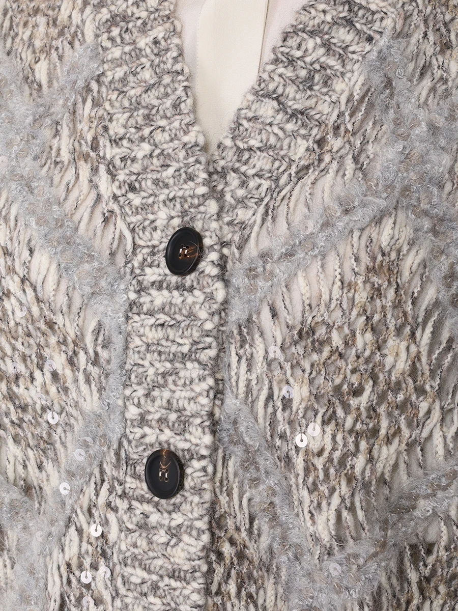 Кардиган шерстяной BRUNELLO CUCINELLI MCER10216 CEO53 Серый  Фото 5