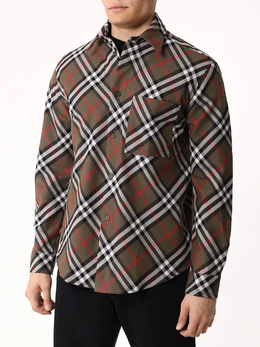 Рубашка Regular Fit хлопковая BURBERRY 8095341 Клетка  Фото 4