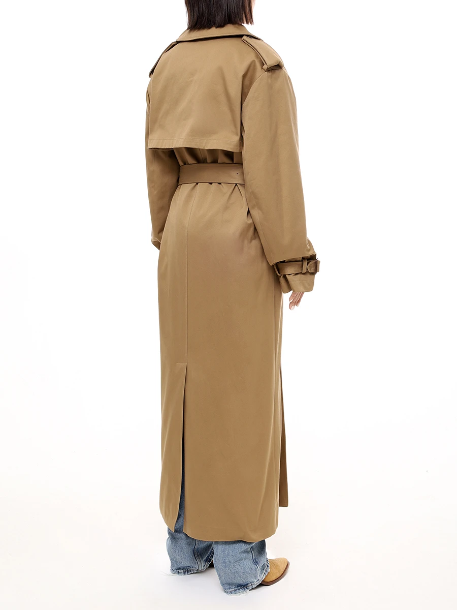 Тренч хлопковый SAINT LAURENT 804477-Y5G03-2611 Бежевый  Фото 3