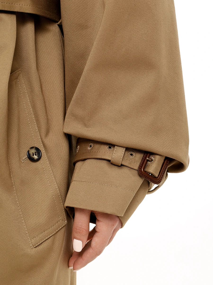 Тренч хлопковый SAINT LAURENT 804477-Y5G03-2611 Бежевый  Фото 5
