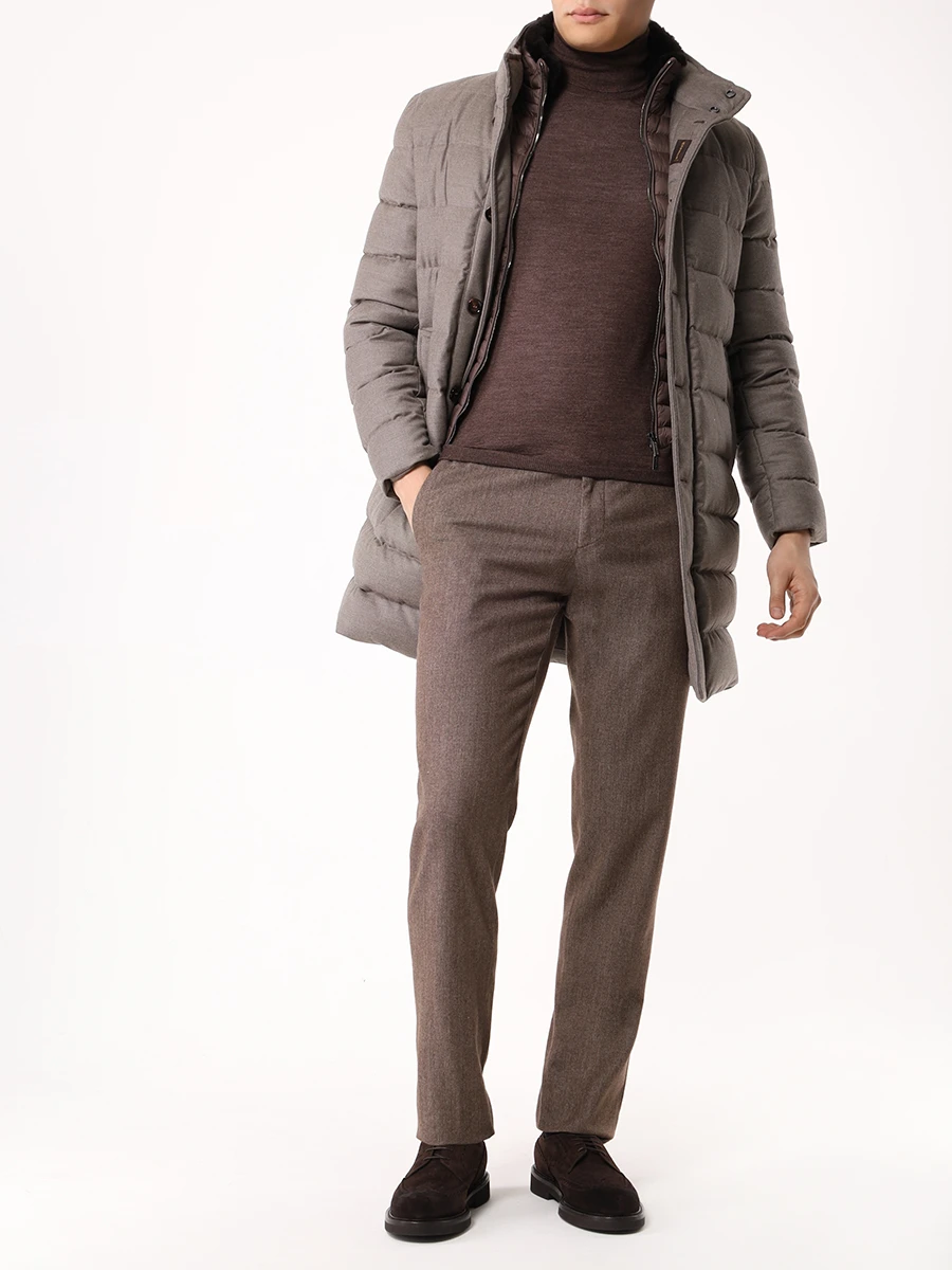 Пуховик стеганый MOORER ALFIERI-FUR-L BEIGE MOUGI200312-TEPA217 Серый  Фото 2