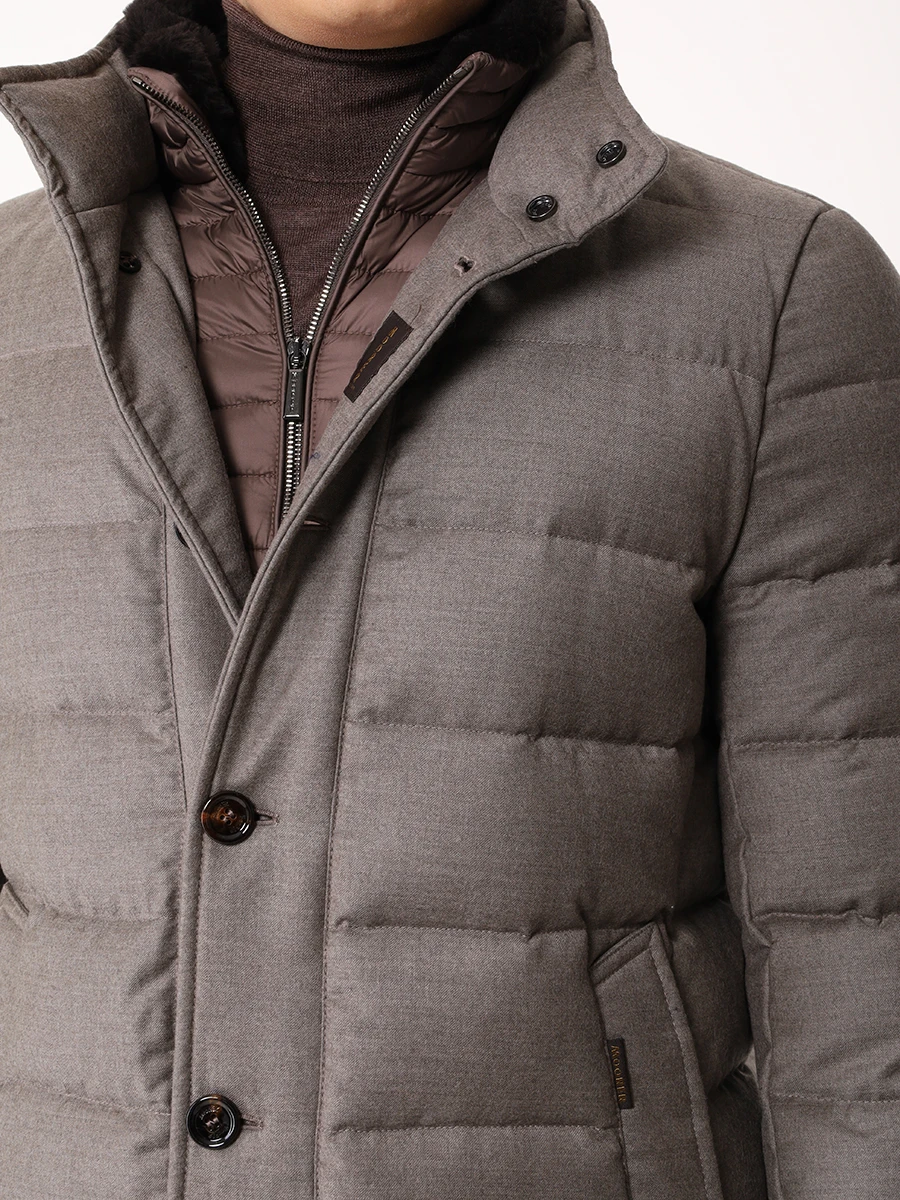 Пуховик стеганый MOORER ALFIERI-FUR-L BEIGE MOUGI200312-TEPA217 Серый  Фото 5