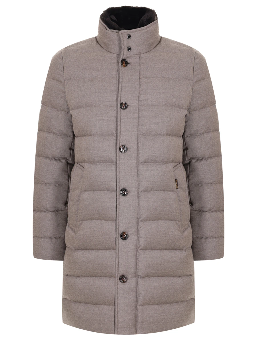 Пуховик стеганый MOORER ALFIERI-FUR-L BEIGE MOUGI200312-TEPA217 Серый 
