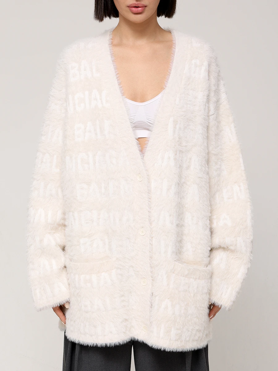 Кардиган шерстяной BALENCIAGA 769146-T6230-9002 Бежевый  Фото 4