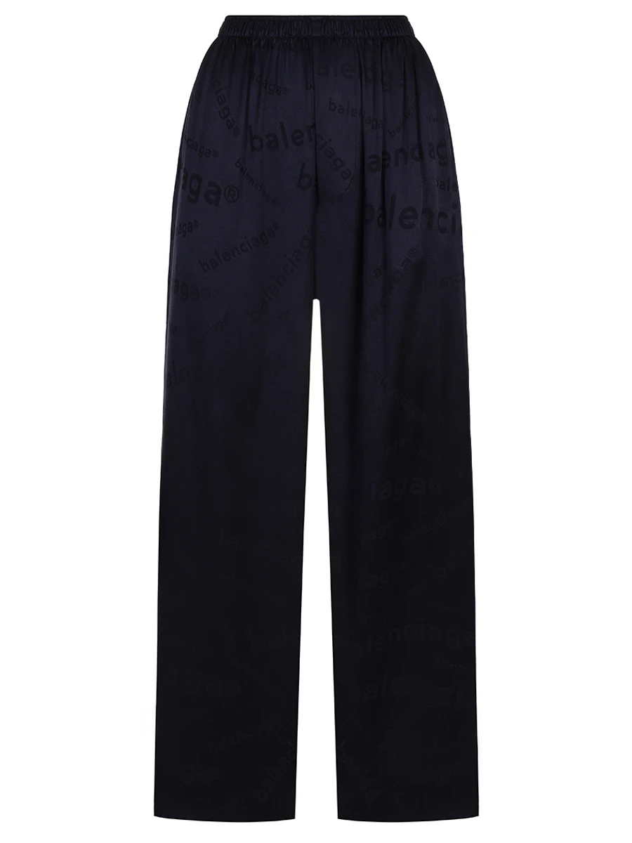 Брюки шелковые BALENCIAGA 681822-TRN04-1083 Синий 