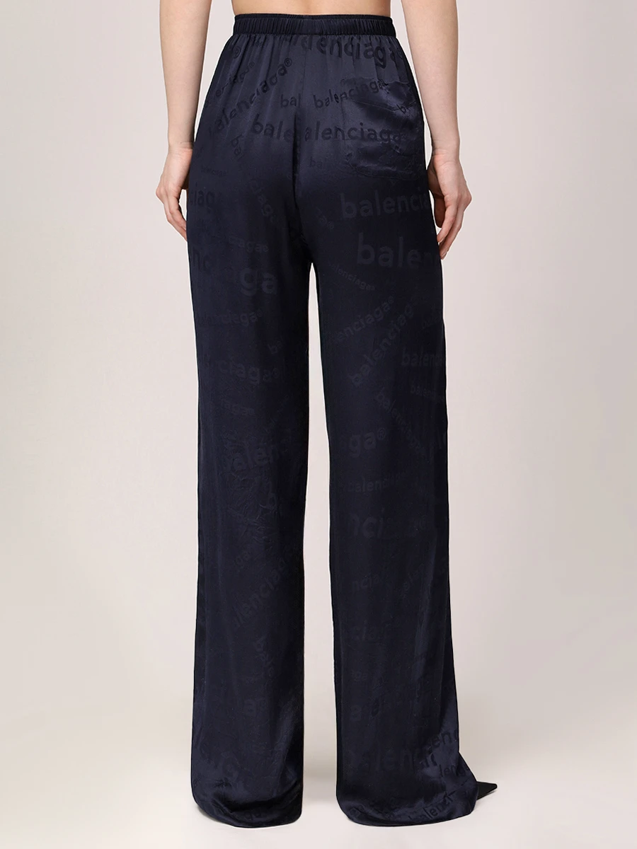 Брюки шелковые BALENCIAGA 681822-TRN04-1083 Синий  Фото 3