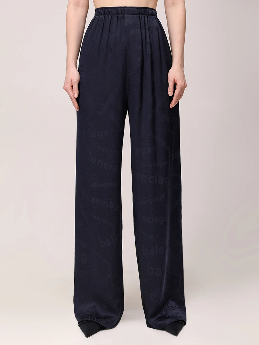 Брюки шелковые BALENCIAGA 681822-TRN04-1083 Синий  Фото 4