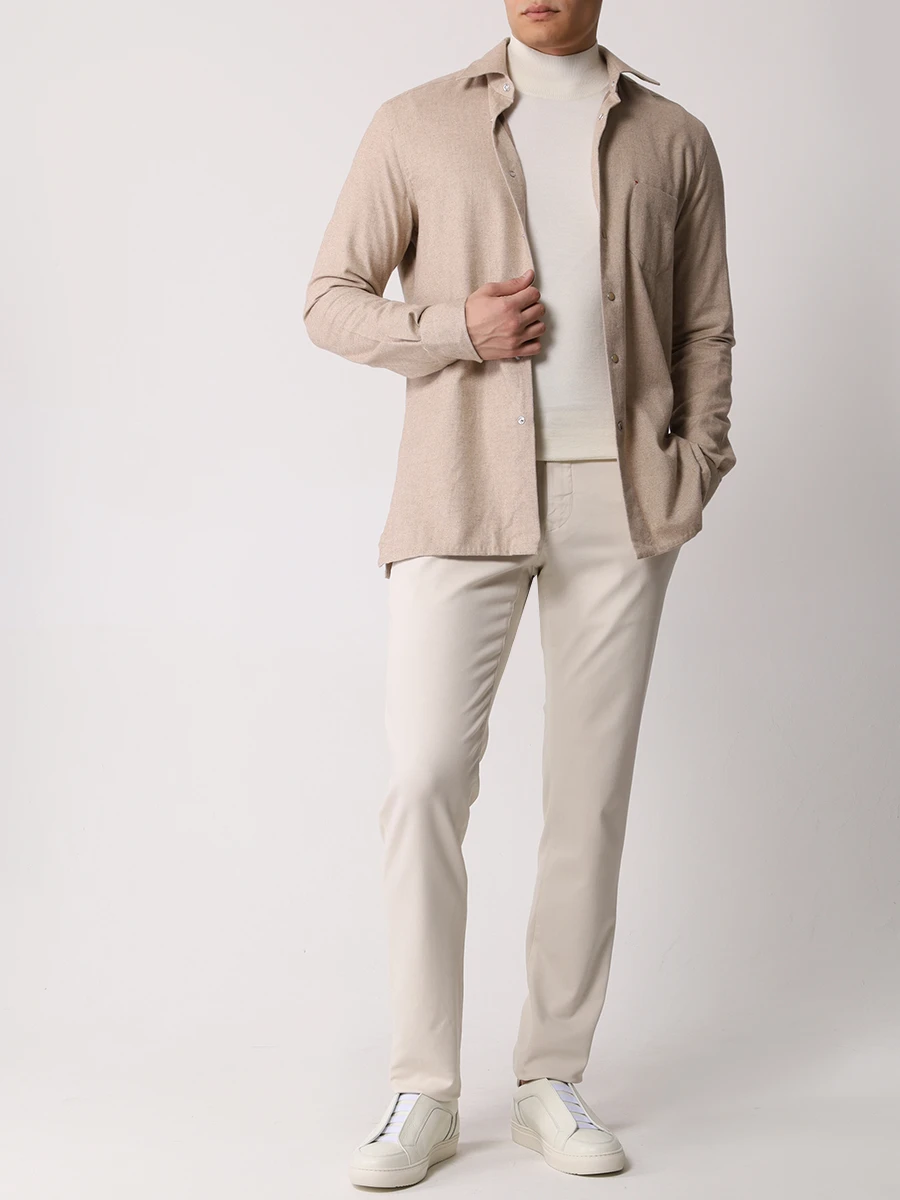 

Рубашка Slim Fit хлопковая, Бежевый, UMCNERHH0906108000