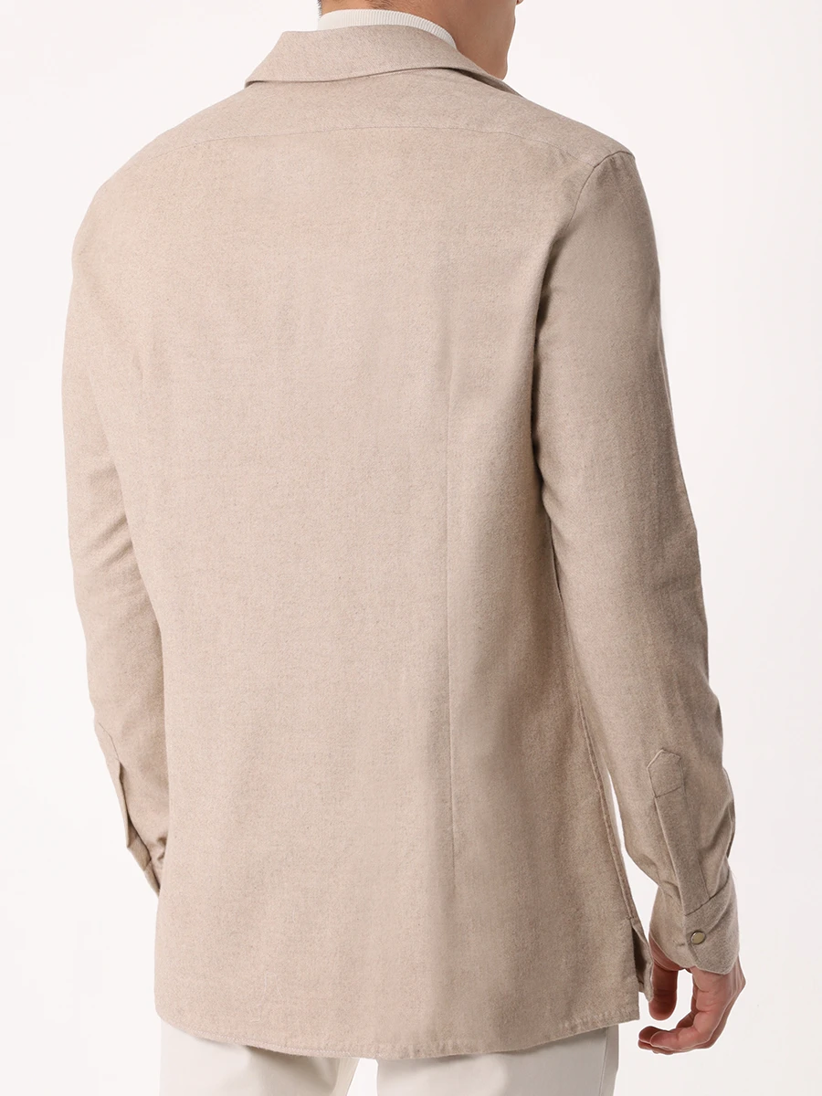 Рубашка Slim Fit хлопковая KITON UMCNERHH0906108000 Бежевый  Фото 3