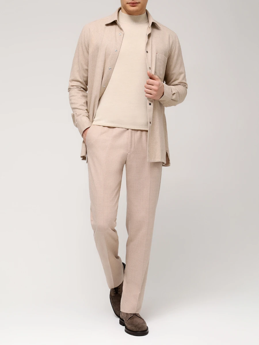 Рубашка хлопковая KITON UMCNERHH0906108001 Бежевый  Фото 2