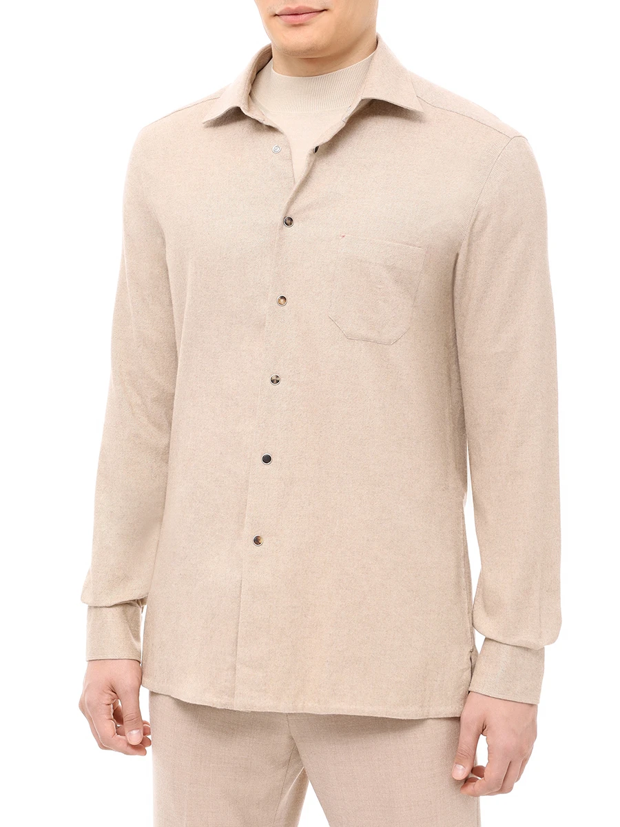 Рубашка хлопковая KITON UMCNERHH0906108001 Бежевый  Фото 4