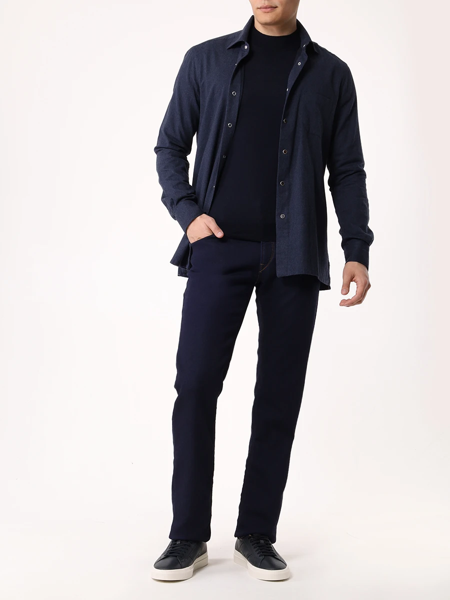 Рубашка Slim Fit хлопковая KITON UMCNERHH0906114000 Синий  Фото 2