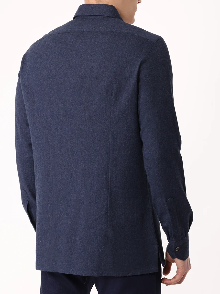 Рубашка Slim Fit хлопковая KITON UMCNERHH0906114000 Синий  Фото 3