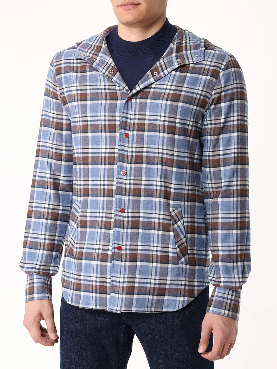 Рубашка Regular Fit хлопковая KITON UMCMARH0907101000 Голубой  Фото 4