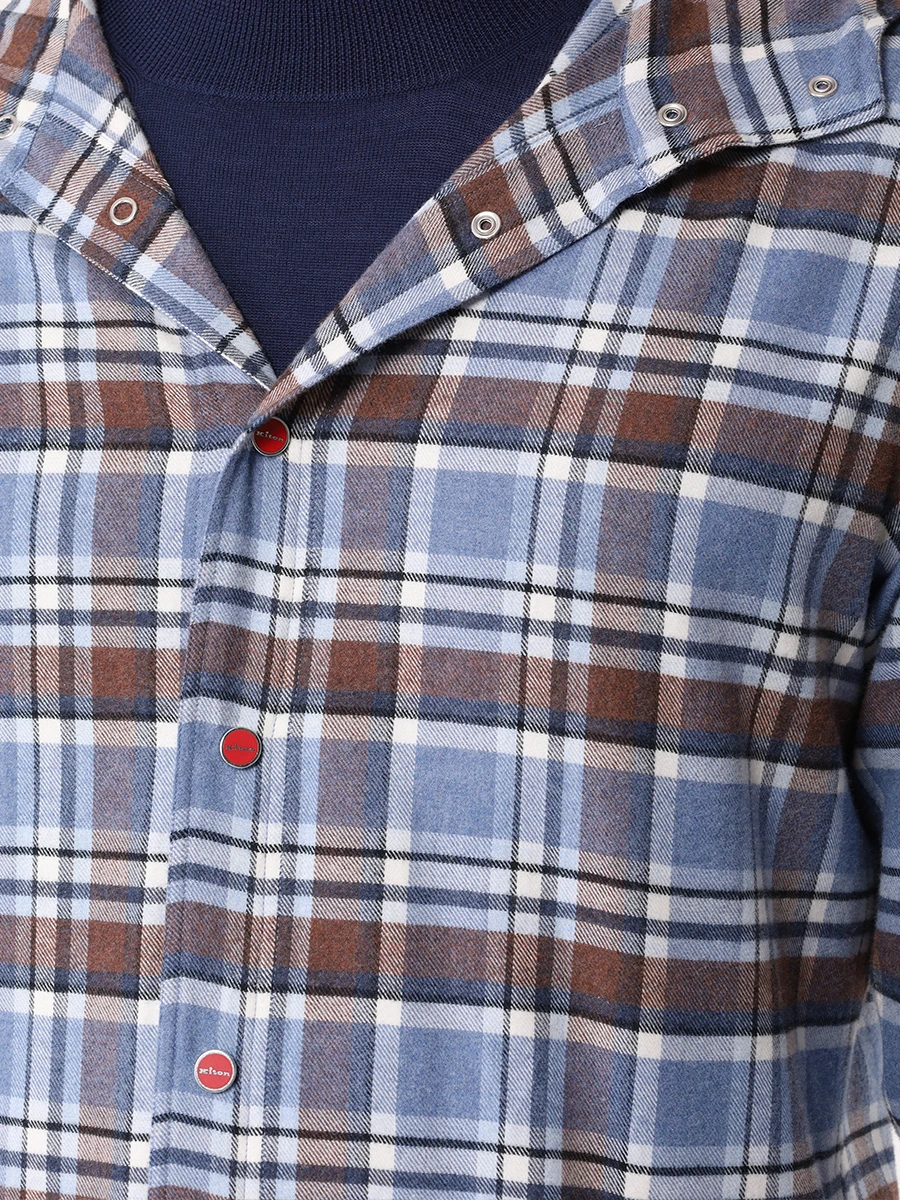Рубашка Regular Fit хлопковая KITON UMCMARH0907101000 Голубой  Фото 5