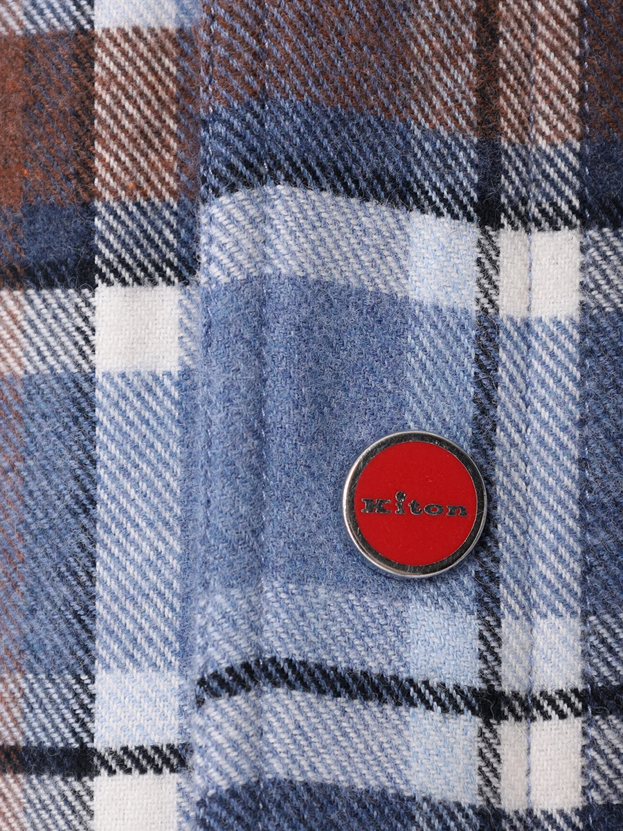 Рубашка Regular Fit хлопковая KITON UMCMARH0907101000 Голубой  Фото 6
