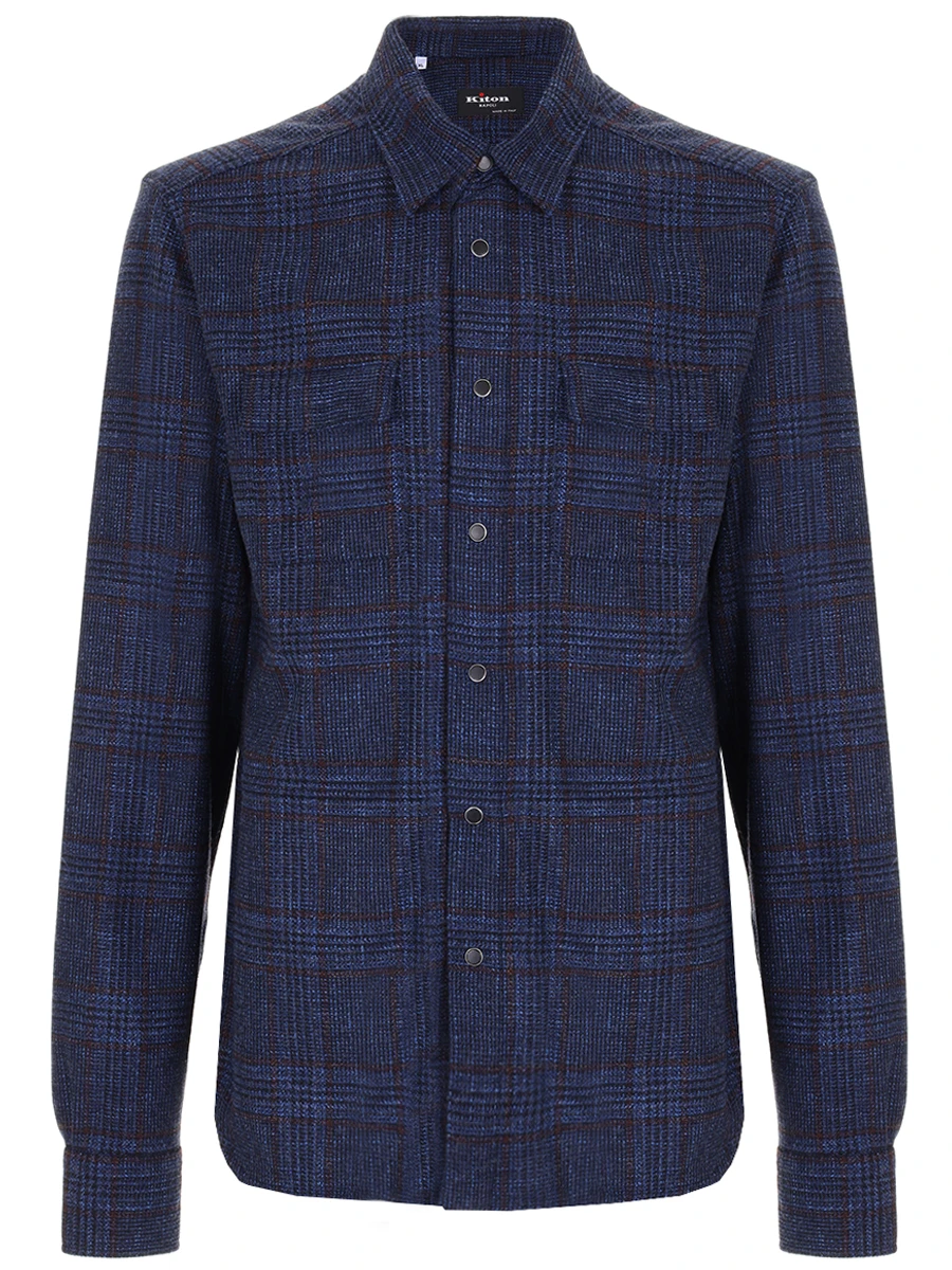 Рубашка Regular Fit шерстяная KITON UMCBUBAK0169E02001 Синий 